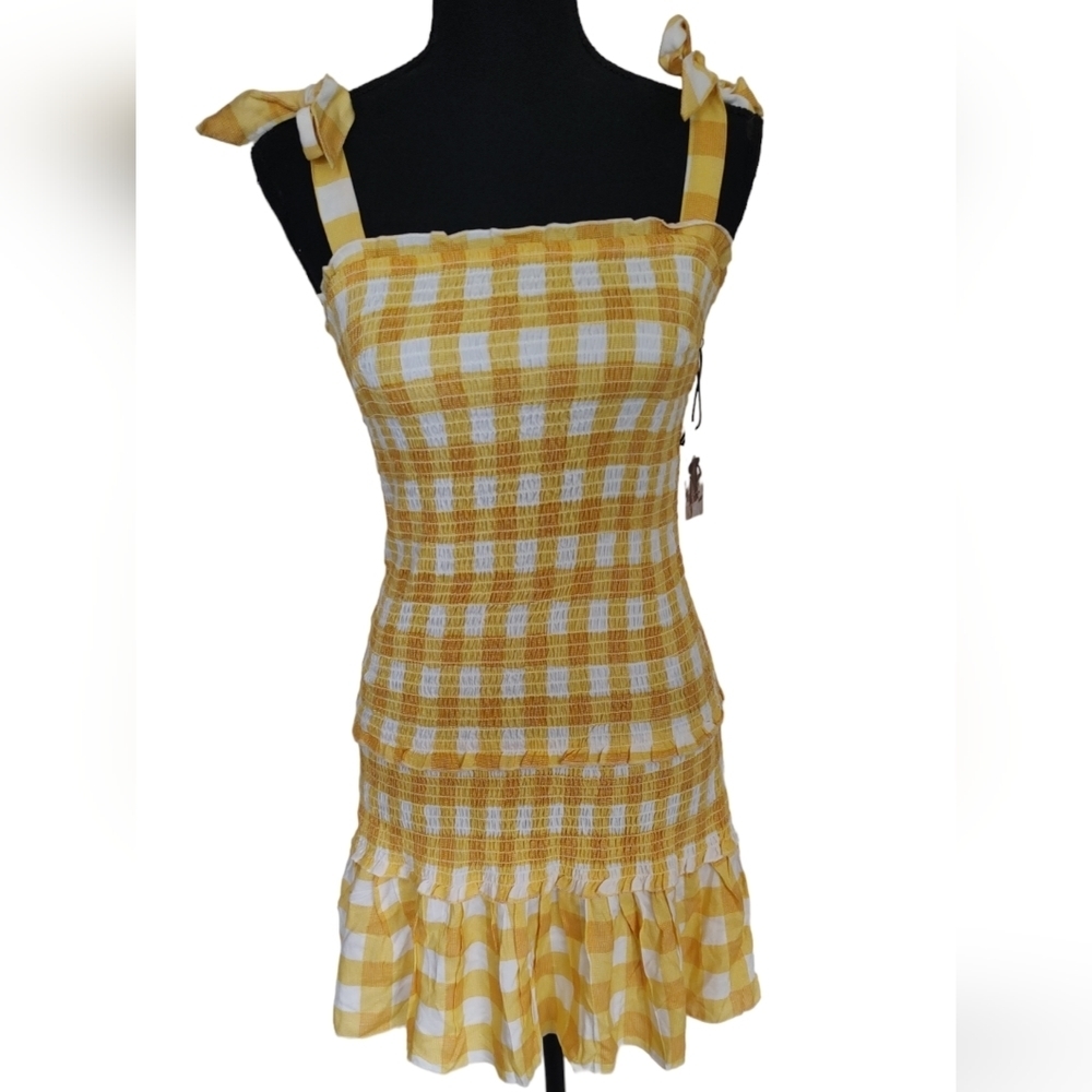 Sincerely Jules Yellow & White Summer Mini Dress NWT Sz.S